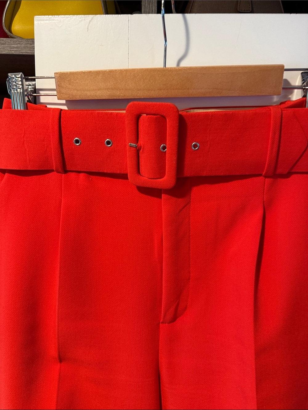Zara Bright Orange Red High-Waist Belted Trouser Suit Size Small - Picture 4 of 6
